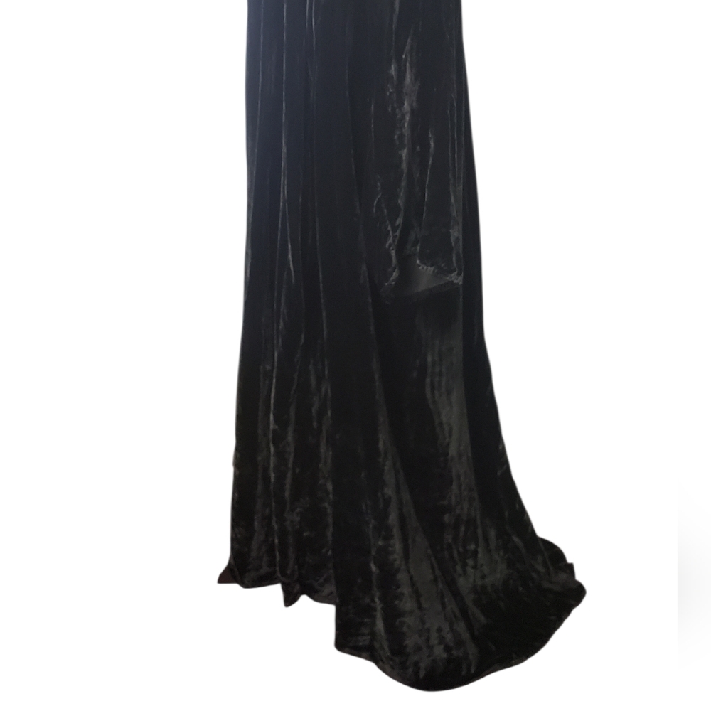 Women's Black Velvet Square Neck High Low Maxi Dress Witchy Goth Victorian - Picture 12 of 13
